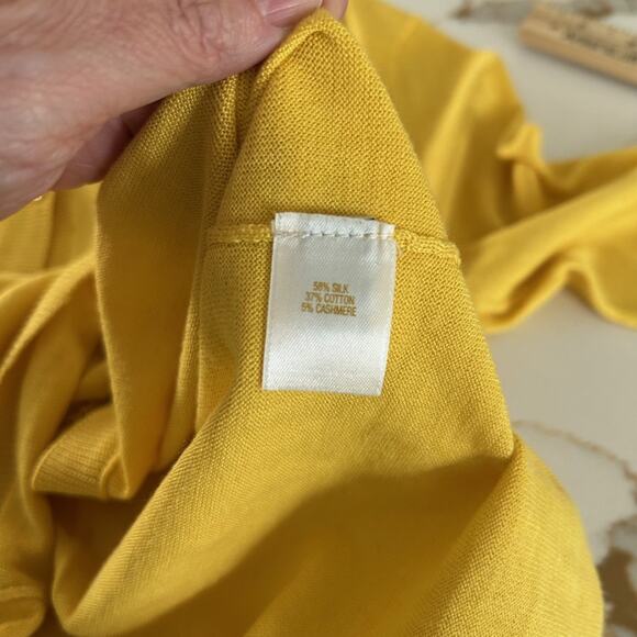 Kate Spade Live Cardigan Yellow SZS Silk Cashmere Classic Old Money Soft Touch - Picture 8 of 11